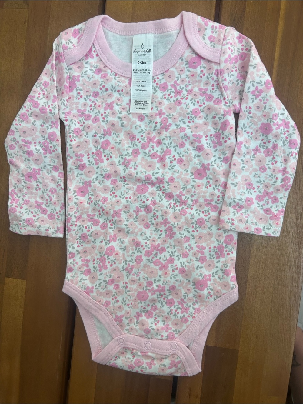 0-3 Month Baby Girl Pink Floral Onesie - The Peanutshell